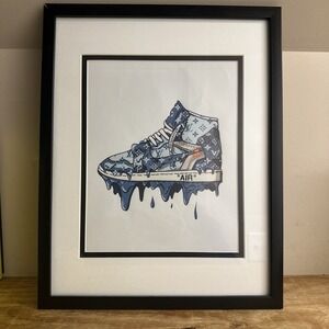 Dripping Air Jordan 1 Inspired Art Print Louis Vuitton Monogram Blue White